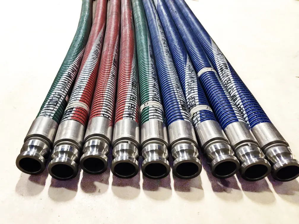A group of FlexComp composite hoses lined together